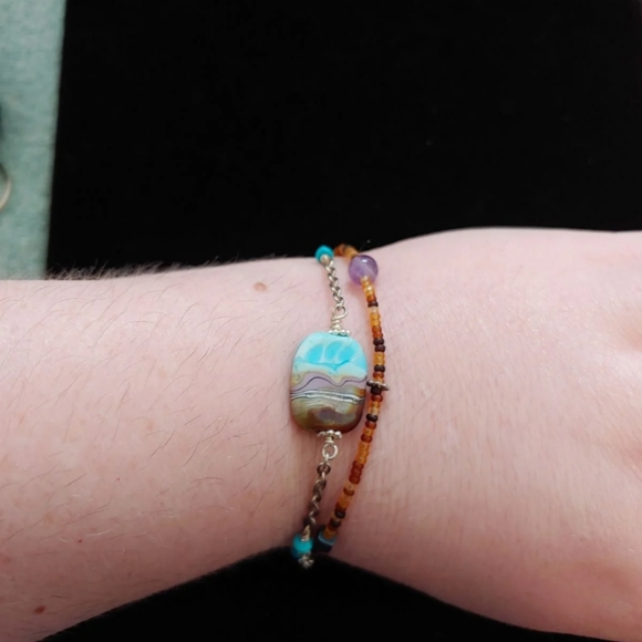 Bead and Stone Adjustable Bracelet - Picture 3 of 4